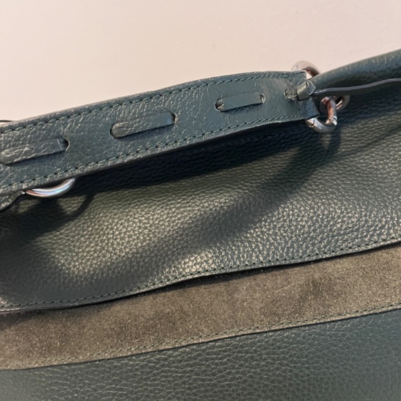 Cromia Leather 🇮🇹 Purse Magnetic Closure Olive Green Satchel Bag Made In Italy - Picture 5 of 16